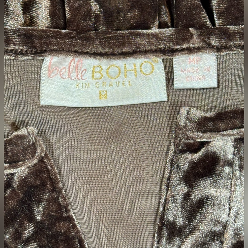 Belle Boho by Kim Gravel Crushed Velvet Tiered Maxi Dress in Espresso - Picture 4 of 9